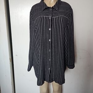 JohnPaulRichard Black and White Striped Button Down Shirt